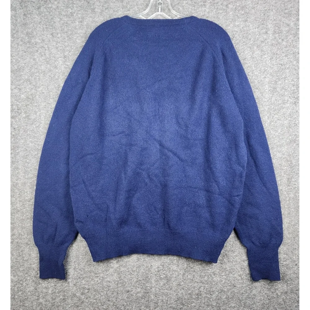 Thane V-Neck Sweater Mens XL Blue 100% Scottish Lambswool Vintage Made in USA‎